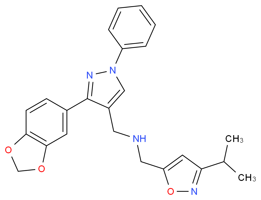 1-[3-(1,3-benzodioxol-5-yl)-1-phenyl-1H-pyrazol-4-yl]-N-[(3-isopropyl-5-isoxazolyl)methyl]methanamine_分子结构_CAS_)