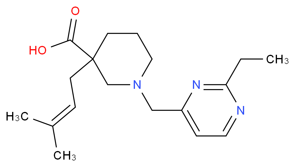 1-[(2-ethyl-4-pyrimidinyl)methyl]-3-(3-methyl-2-buten-1-yl)-3-piperidinecarboxylic acid_分子结构_CAS_)