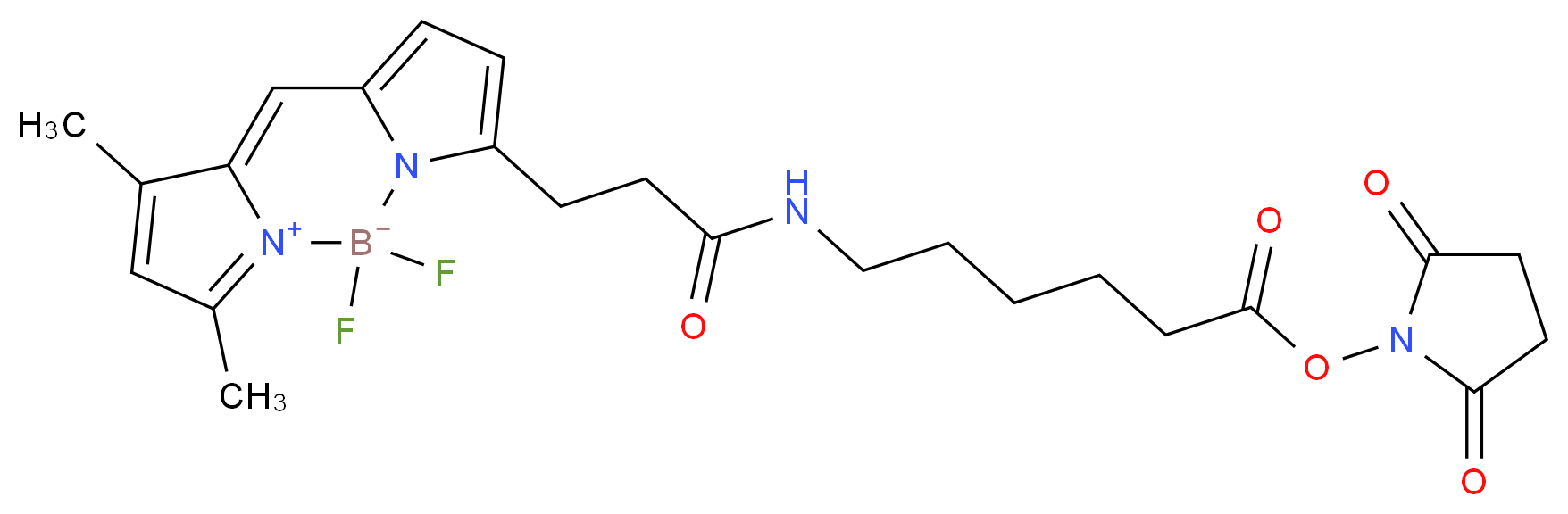4-[2-({6-[(2,5-dioxopyrrolidin-1-yl)oxy]-6-oxohexyl}carbamoyl)ethyl]-2,2-difluoro-10,12-dimethyl-1λ<sup>5</sup>,3-diaza-2-boratricyclo[7.3.0.0<sup>3</sup>,<sup>7</sup>]dodeca-1(12),4,6,8,10-pentaen-1-ylium-2-uide_分子结构_CAS_217190-09-5