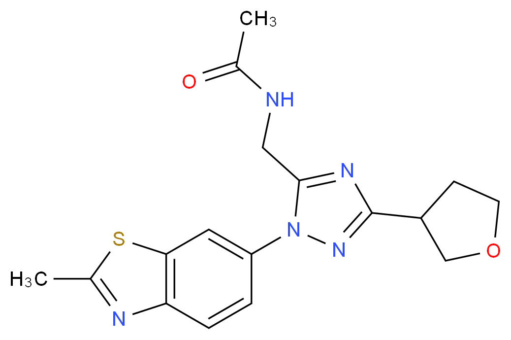N-{[1-(2-methyl-1,3-benzothiazol-6-yl)-3-(tetrahydrofuran-3-yl)-1H-1,2,4-triazol-5-yl]methyl}acetamide_分子结构_CAS_)