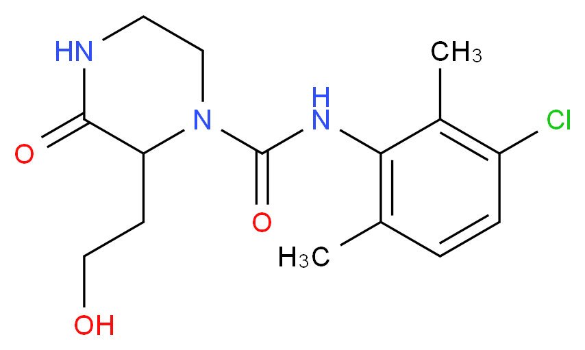 N-(3-chloro-2,6-dimethylphenyl)-2-(2-hydroxyethyl)-3-oxopiperazine-1-carboxamide_分子结构_CAS_)