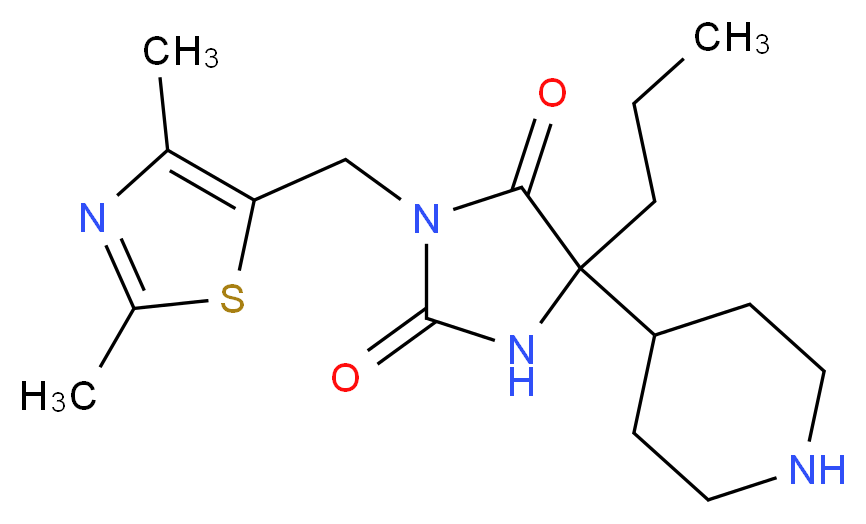 3-[(2,4-dimethyl-1,3-thiazol-5-yl)methyl]-5-piperidin-4-yl-5-propylimidazolidine-2,4-dione_分子结构_CAS_)