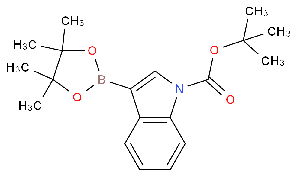 tert-butyl 3-(tetramethyl-1,3,2-dioxaborolan-2-yl)-1H-indole-1-carboxylate_分子结构_CAS_942070-45-3
