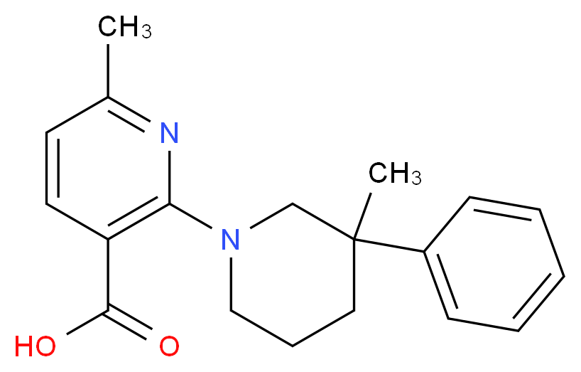 6-methyl-2-(3-methyl-3-phenylpiperidin-1-yl)nicotinic acid_分子结构_CAS_)