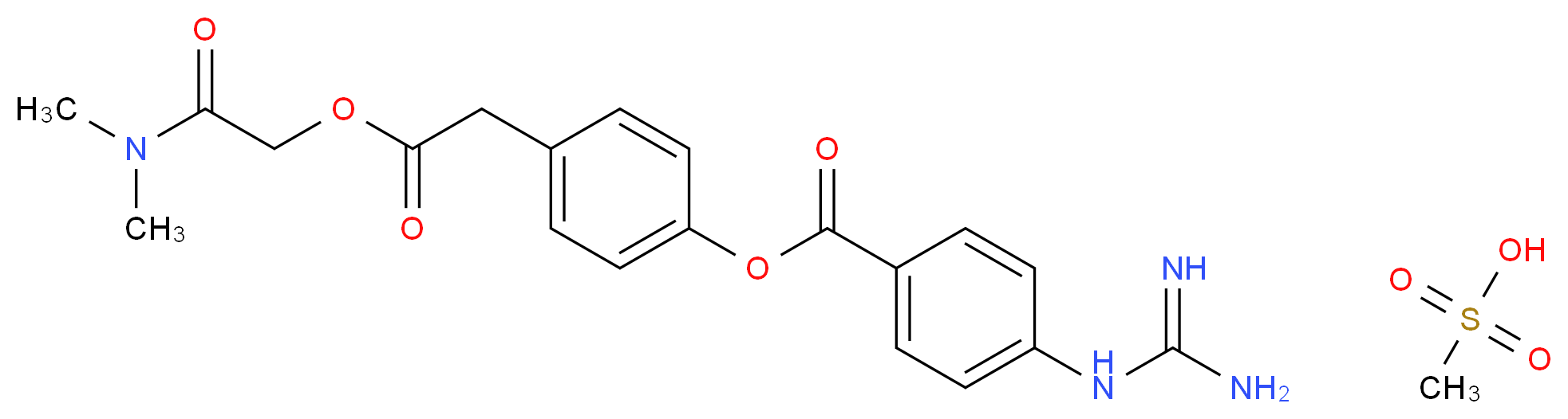 methanesulfonic acid 4-{2-[(dimethylcarbamoyl)methoxy]-2-oxoethyl}phenyl 4-carbamimidamidobenzoate_分子结构_CAS_59721-29-8