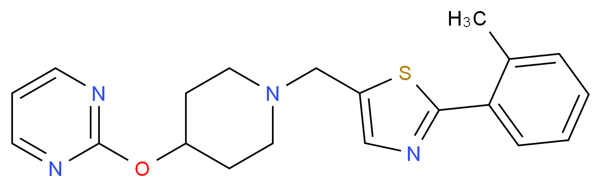 2-[(1-{[2-(2-methylphenyl)-1,3-thiazol-5-yl]methyl}piperidin-4-yl)oxy]pyrimidine_分子结构_CAS_)