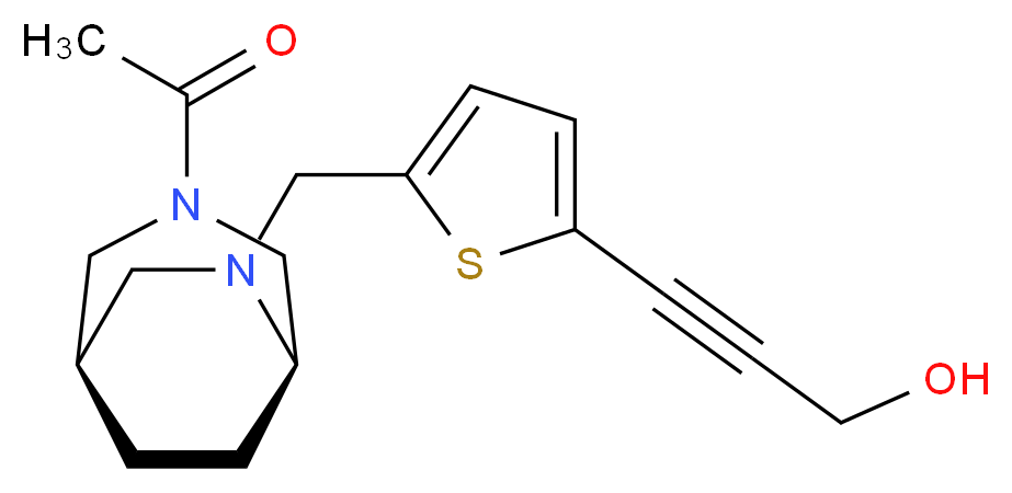 3-(5-{[(1R*,5R*)-3-acetyl-3,6-diazabicyclo[3.2.2]non-6-yl]methyl}-2-thienyl)-2-propyn-1-ol_分子结构_CAS_)