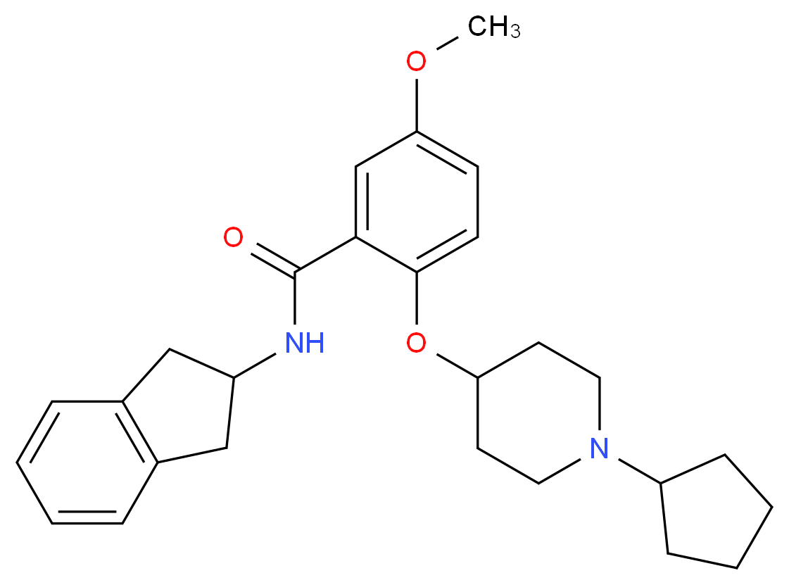 2-[(1-cyclopentyl-4-piperidinyl)oxy]-N-(2,3-dihydro-1H-inden-2-yl)-5-methoxybenzamide_分子结构_CAS_)