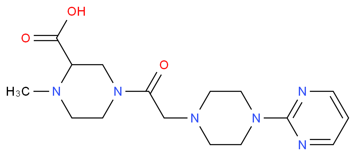 1-methyl-4-[(4-pyrimidin-2-ylpiperazin-1-yl)acetyl]piperazine-2-carboxylic acid_分子结构_CAS_)