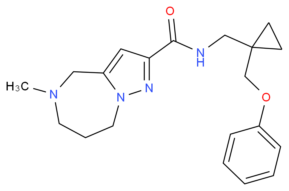 5-methyl-N-{[1-(phenoxymethyl)cyclopropyl]methyl}-5,6,7,8-tetrahydro-4H-pyrazolo[1,5-a][1,4]diazepine-2-carboxamide_分子结构_CAS_)