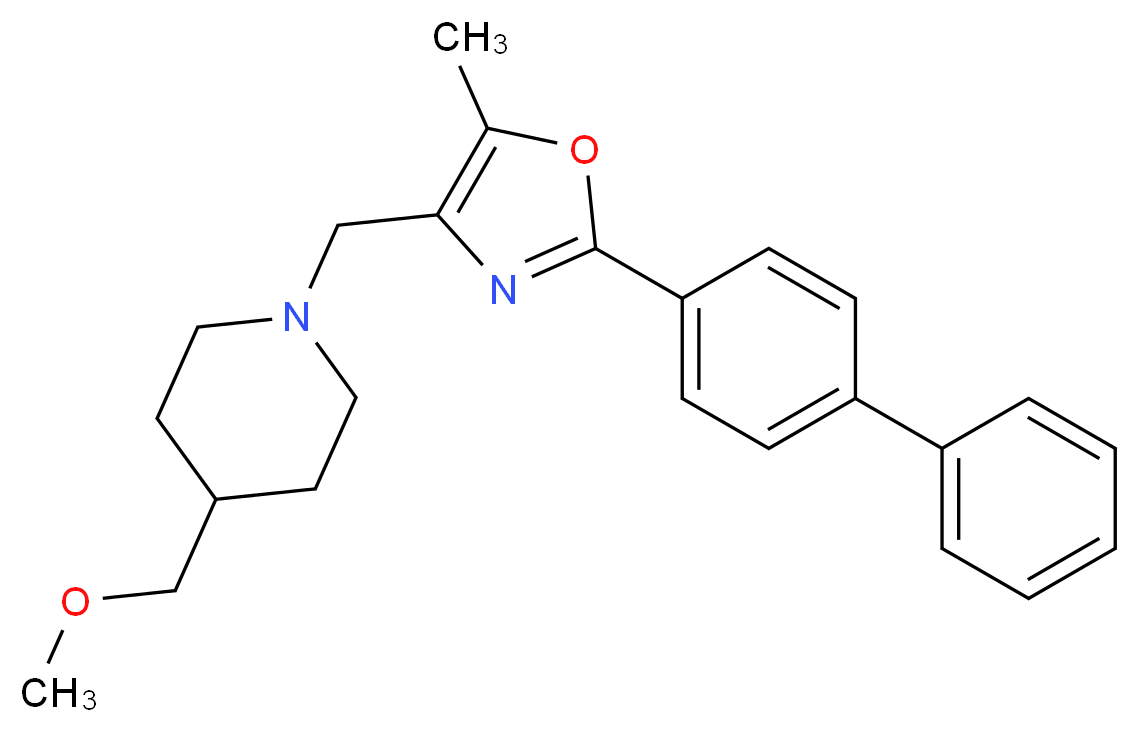 1-{[2-(4-biphenylyl)-5-methyl-1,3-oxazol-4-yl]methyl}-4-(methoxymethyl)piperidine_分子结构_CAS_)