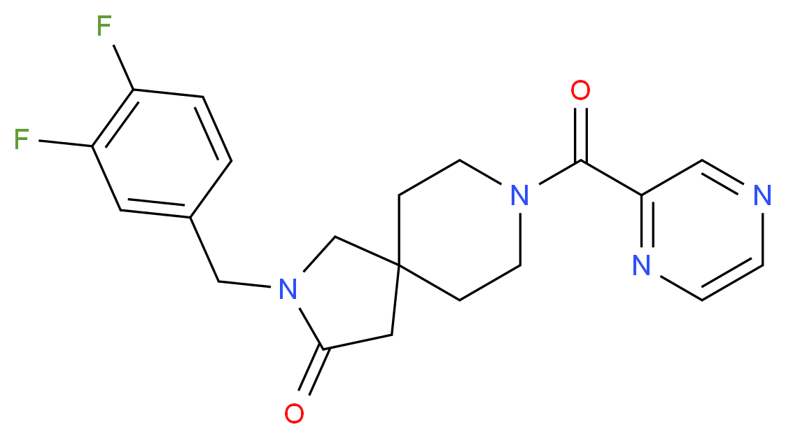 2-(3,4-difluorobenzyl)-8-(2-pyrazinylcarbonyl)-2,8-diazaspiro[4.5]decan-3-one_分子结构_CAS_)
