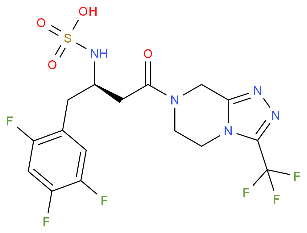 (3R)-3-(sulfoamino)-1-[3-(trifluoromethyl)-5H,6H,7H,8H-[1,2,4]triazolo[4,3-a]pyrazin-7-yl]-4-(2,4,5-trifluorophenyl)butan-1-one_分子结构_CAS_940002-57-3