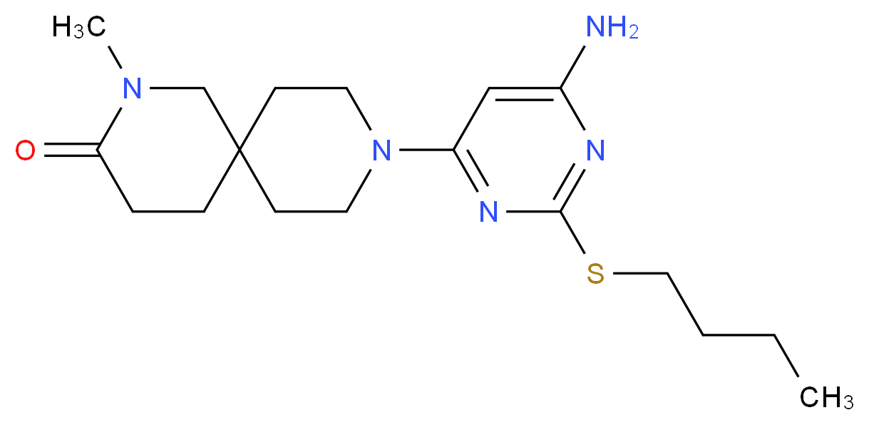 9-[6-amino-2-(butylthio)pyrimidin-4-yl]-2-methyl-2,9-diazaspiro[5.5]undecan-3-one_分子结构_CAS_)