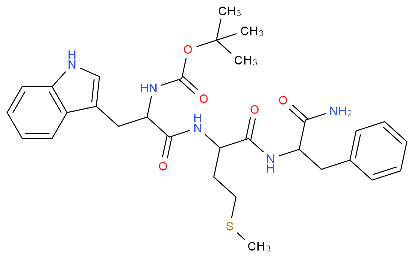 tert-butyl N-[1-({1-[(1-carbamoyl-2-phenylethyl)carbamoyl]-3-(methylsulfanyl)propyl}carbamoyl)-2-(1H-indol-3-yl)ethyl]carbamate_分子结构_CAS_104180-24-7