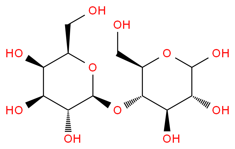 (2R,3R,4S,5R,6S)-2-(hydroxymethyl)-6-{[(2R,3S,4R,5R)-4,5,6-trihydroxy-2-(hydroxymethyl)oxan-3-yl]oxy}oxane-3,4,5-triol_分子结构_CAS_63-42-3