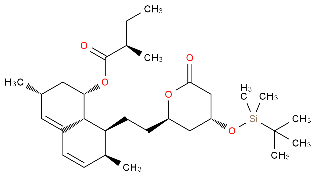 (1S,3R,7S,8S,8aR)-8-{2-[(2R,4R)-4-[(tert-butyldimethylsilyl)oxy]-6-oxooxan-2-yl]ethyl}-3,7-dimethyl-1,2,3,7,8,8a-hexahydronaphthalen-1-yl (2R)-2-methylbutanoate_分子结构_CAS_82978-03-8