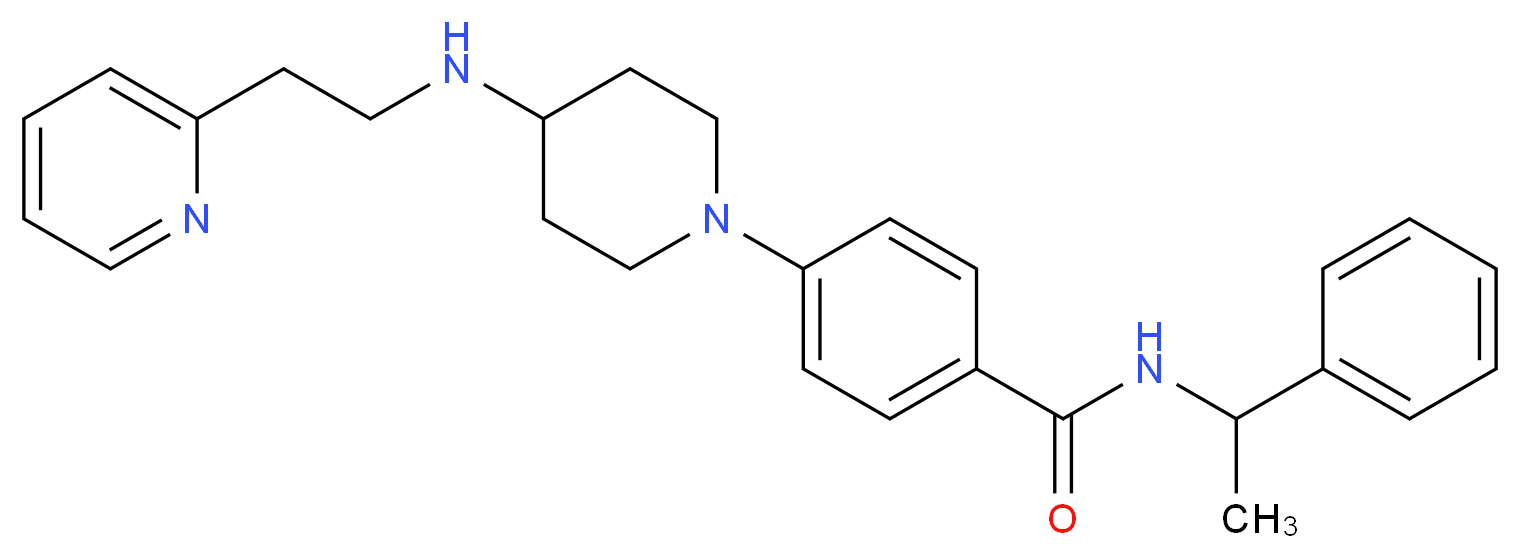 N-(1-phenylethyl)-4-(4-{[2-(2-pyridinyl)ethyl]amino}-1-piperidinyl)benzamide_分子结构_CAS_)