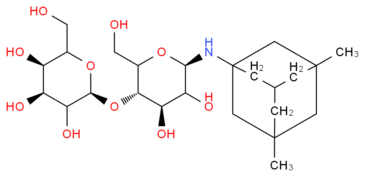 (2S,4S,5R)-2-{[(3S,4R,6R)-6-[(3,5-dimethyladamantan-1-yl)amino]-4,5-dihydroxy-2-(hydroxymethyl)oxan-3-yl]oxy}-6-(hydroxymethyl)oxane-3,4,5-triol_分子结构_CAS_1159637-28-1