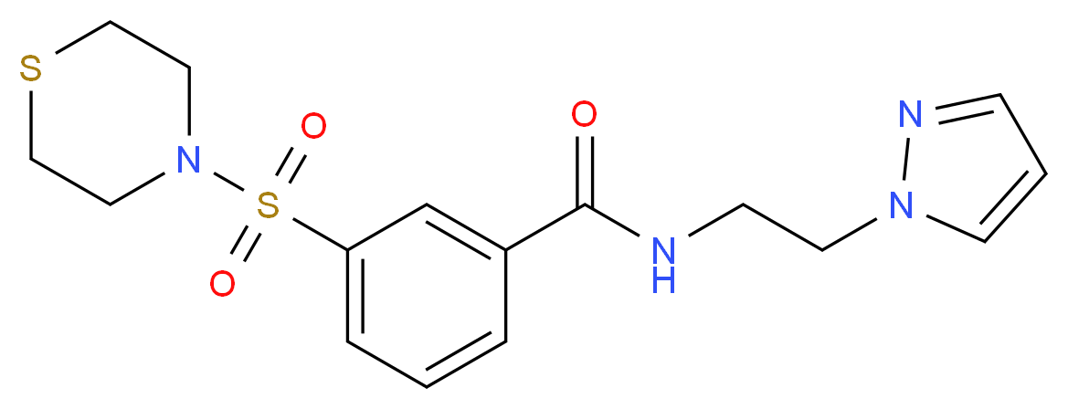 N-[2-(1H-pyrazol-1-yl)ethyl]-3-(thiomorpholin-4-ylsulfonyl)benzamide_分子结构_CAS_)