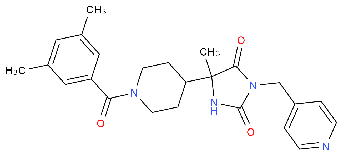 5-[1-(3,5-dimethylbenzoyl)-4-piperidinyl]-5-methyl-3-(4-pyridinylmethyl)-2,4-imidazolidinedione_分子结构_CAS_)