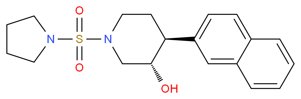 (3S*,4S*)-4-(2-naphthyl)-1-(pyrrolidin-1-ylsulfonyl)piperidin-3-ol_分子结构_CAS_)