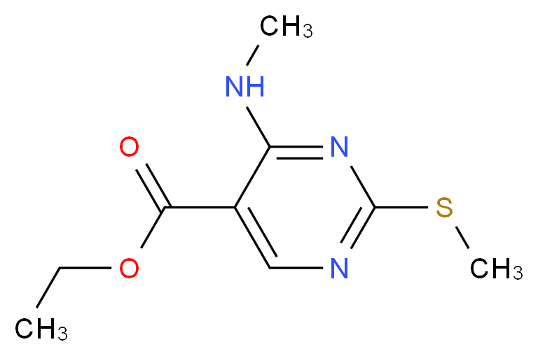 4-(Methylamino)-2-(methylthio)pyrimidine-5-carboxylic Acid Ethyl Ester_分子结构_CAS_76360-82-2)