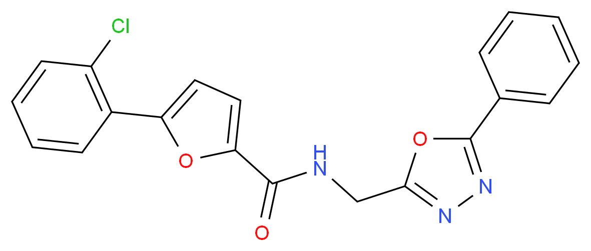 5-(2-chlorophenyl)-N-[(5-phenyl-1,3,4-oxadiazol-2-yl)methyl]-2-furamide_分子结构_CAS_)