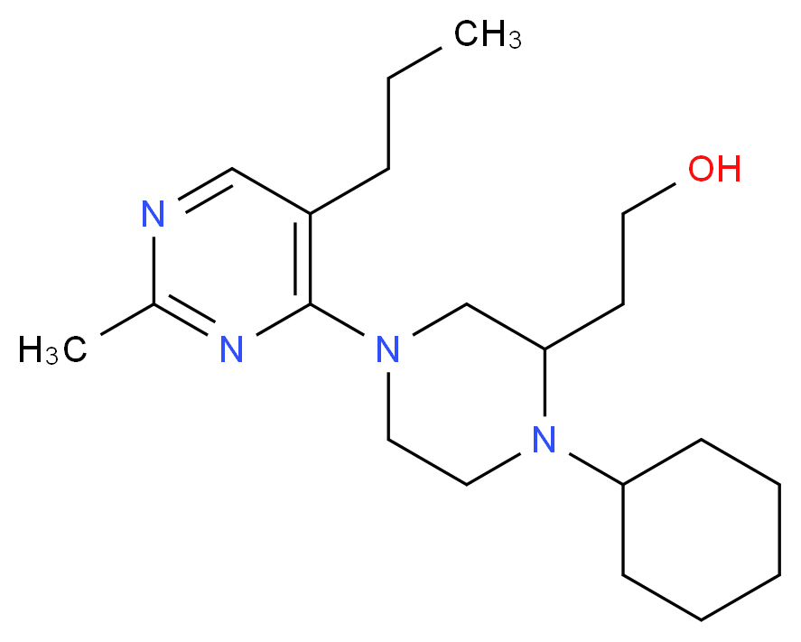 2-[1-cyclohexyl-4-(2-methyl-5-propyl-4-pyrimidinyl)-2-piperazinyl]ethanol_分子结构_CAS_)