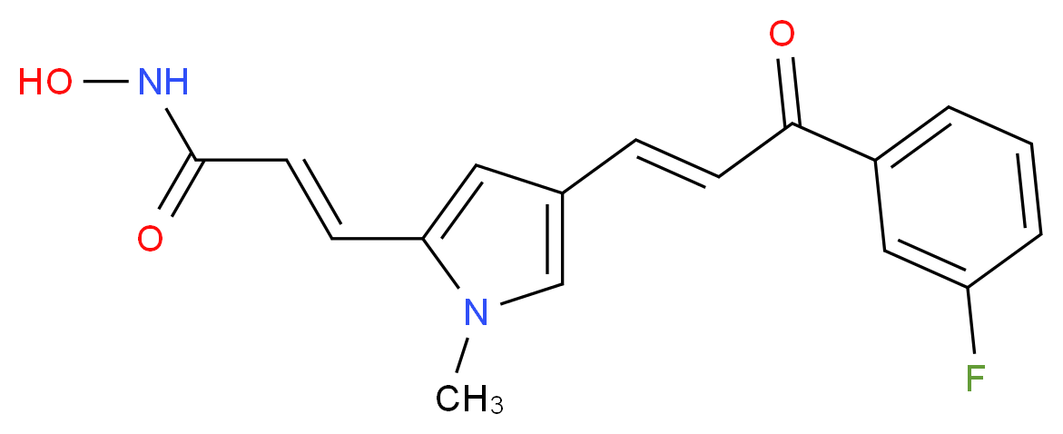 (2E)-3-{4-[(1E)-3-(3-fluorophenyl)-3-oxoprop-1-en-1-yl]-1-methyl-1H-pyrrol-2-yl}-N-hydroxyprop-2-enamide_分子结构_CAS_852475-26-4