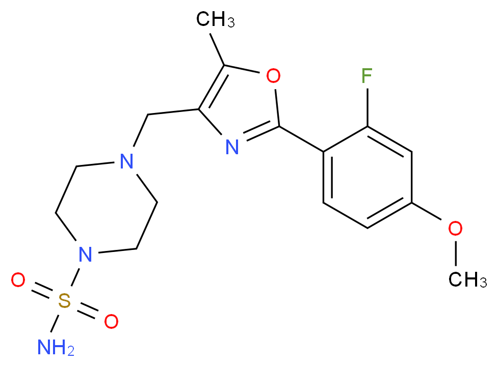 4-{[2-(2-fluoro-4-methoxyphenyl)-5-methyl-1,3-oxazol-4-yl]methyl}piperazine-1-sulfonamide_分子结构_CAS_)