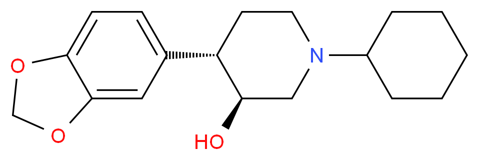 (3S*,4S*)-4-(1,3-benzodioxol-5-yl)-1-cyclohexylpiperidin-3-ol_分子结构_CAS_)