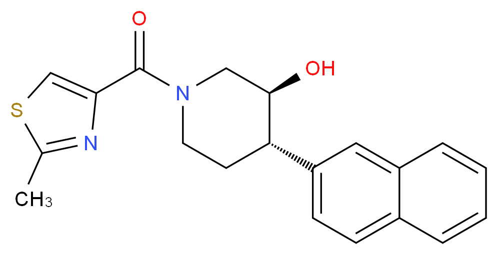 (3S*,4S*)-1-[(2-methyl-1,3-thiazol-4-yl)carbonyl]-4-(2-naphthyl)piperidin-3-ol_分子结构_CAS_)
