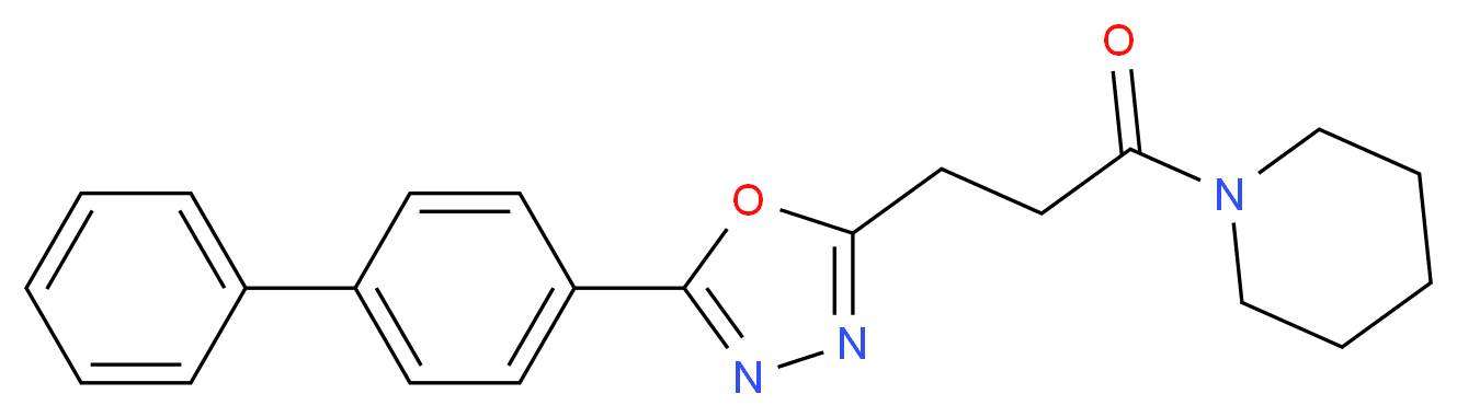 1-{3-[5-(4-biphenylyl)-1,3,4-oxadiazol-2-yl]propanoyl}piperidine_分子结构_CAS_)