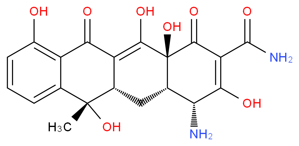 (4R,4aS,5aS,6S,12aS)-4-amino-3,6,10,12,12a-pentahydroxy-6-methyl-1,11-dioxo-1,4,4a,5,5a,6,11,12a-octahydrotetracene-2-carboxamide_分子结构_CAS_53864-51-0
