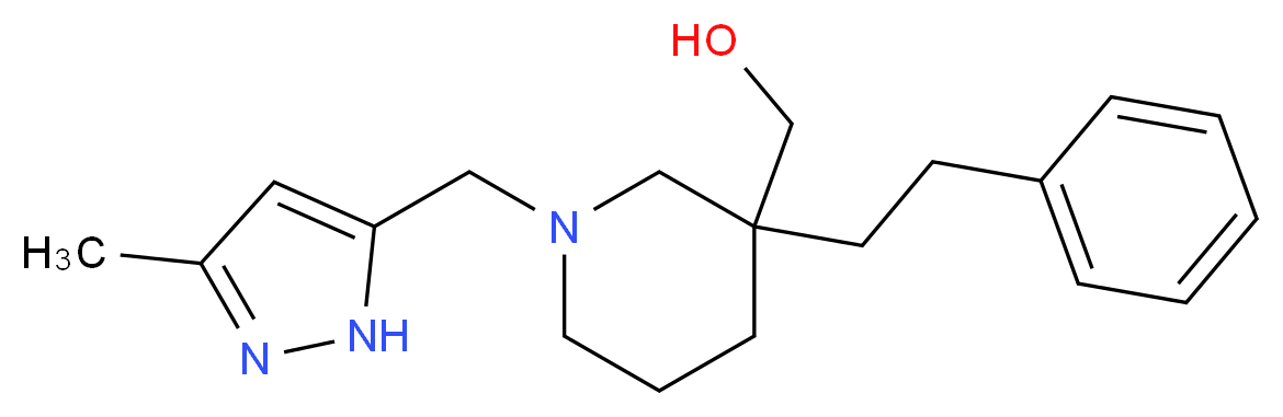 [1-[(3-methyl-1H-pyrazol-5-yl)methyl]-3-(2-phenylethyl)-3-piperidinyl]methanol_分子结构_CAS_)