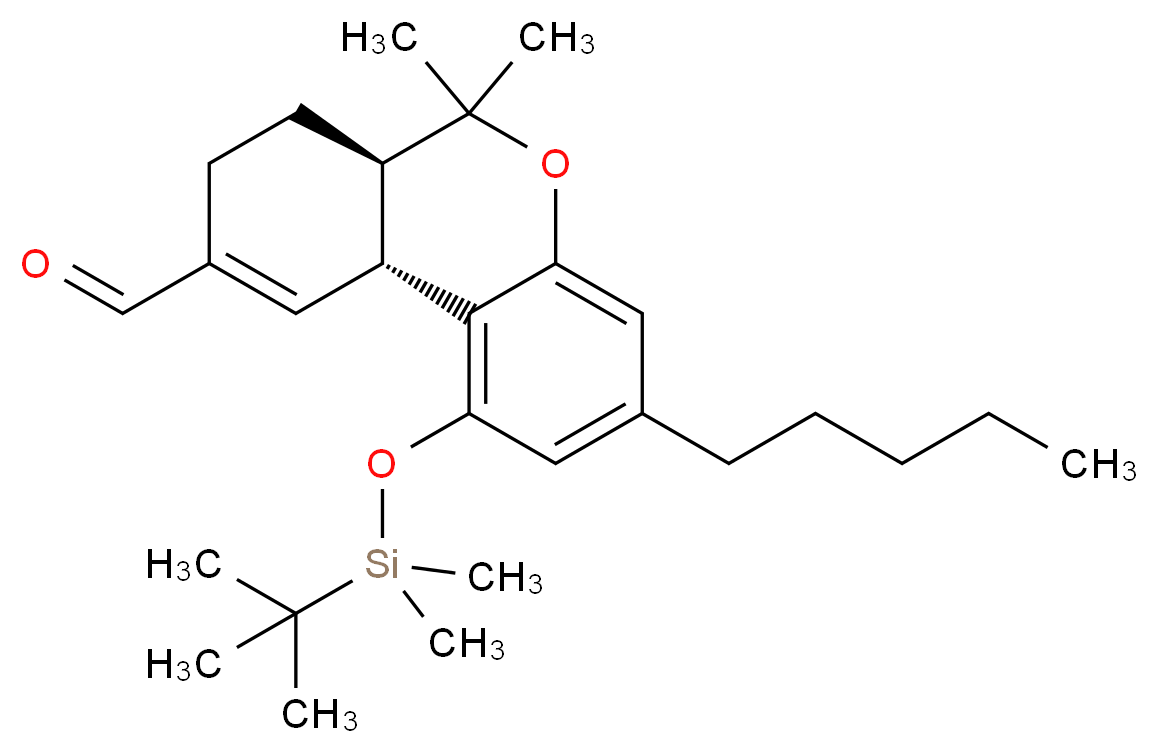 (6aR,10aR)-1-[(tert-butyldimethylsilyl)oxy]-6,6-dimethyl-3-pentyl-6H,6aH,7H,8H,10aH-benzo[c]isochromene-9-carbaldehyde_分子结构_CAS_138285-36-6