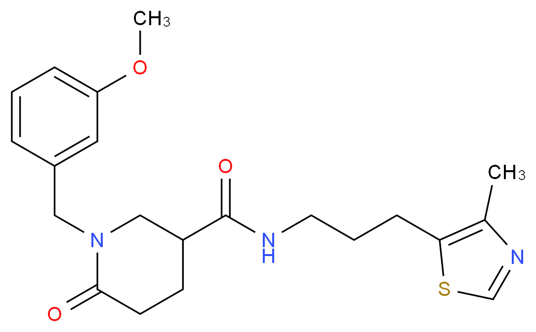 1-(3-methoxybenzyl)-N-[3-(4-methyl-1,3-thiazol-5-yl)propyl]-6-oxo-3-piperidinecarboxamide_分子结构_CAS_)