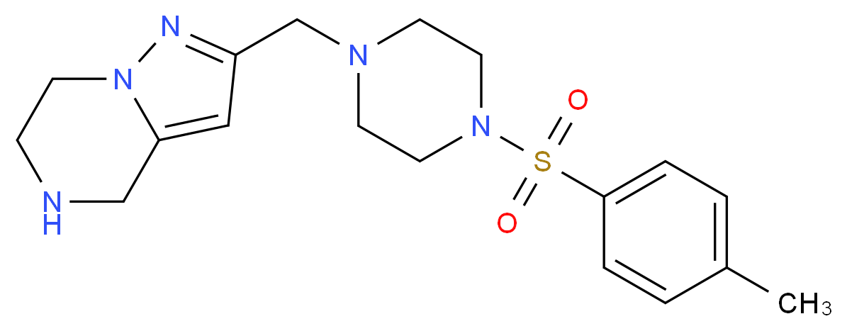 2-({4-[(4-methylphenyl)sulfonyl]-1-piperazinyl}methyl)-4,5,6,7-tetrahydropyrazolo[1,5-a]pyrazine_分子结构_CAS_)