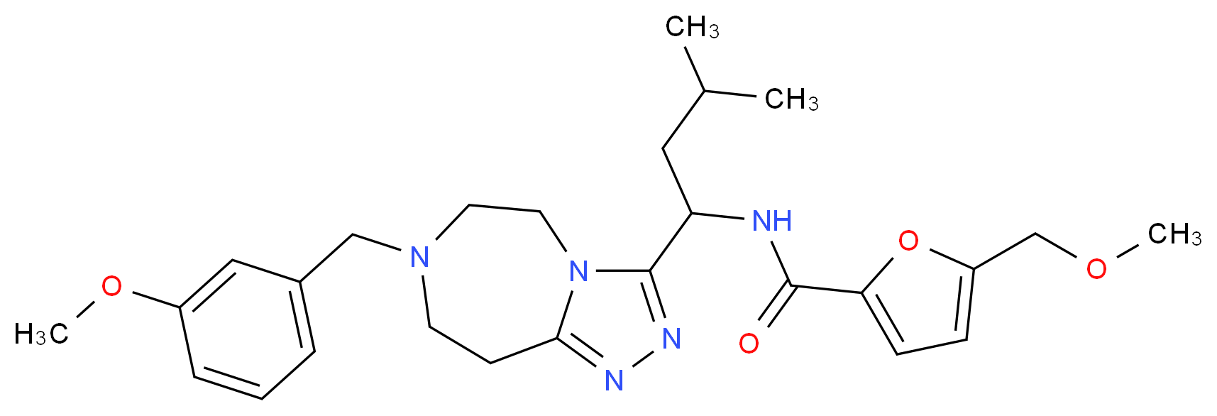 N-{1-[7-(3-methoxybenzyl)-6,7,8,9-tetrahydro-5H-[1,2,4]triazolo[4,3-d][1,4]diazepin-3-yl]-3-methylbutyl}-5-(methoxymethyl)-2-furamide_分子结构_CAS_)