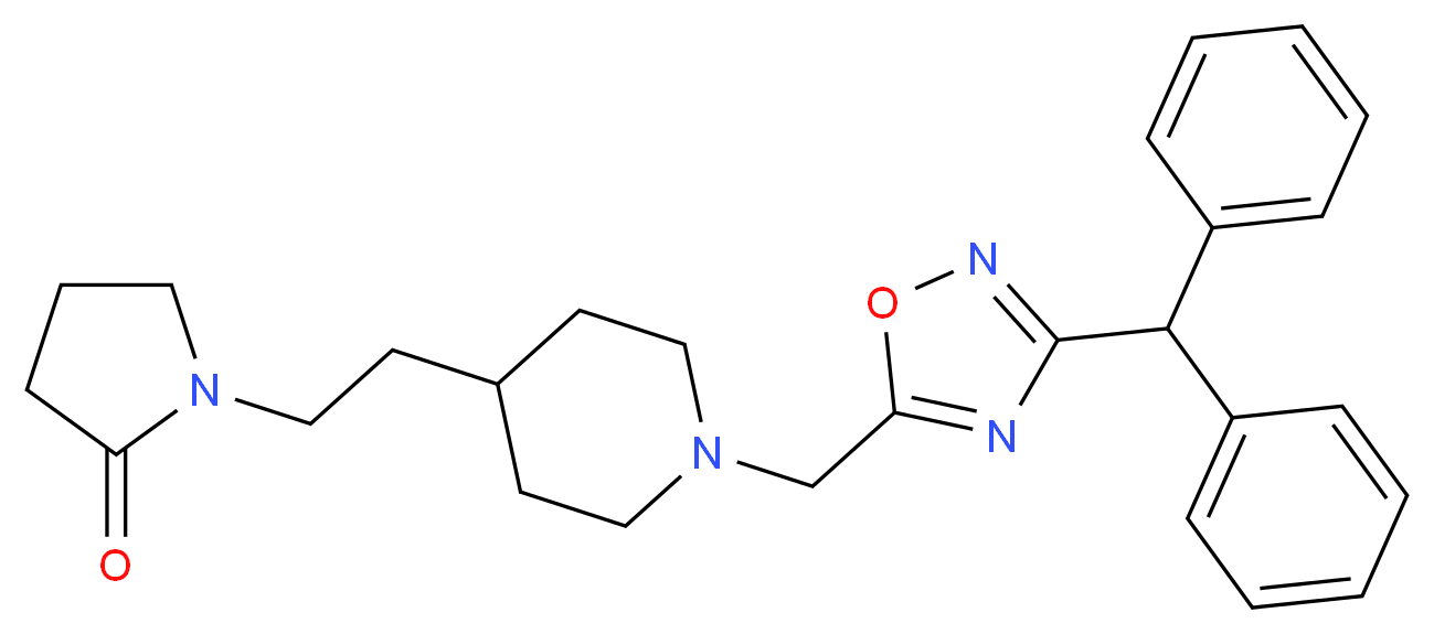 1-[2-(1-{[3-(diphenylmethyl)-1,2,4-oxadiazol-5-yl]methyl}-4-piperidinyl)ethyl]-2-pyrrolidinone_分子结构_CAS_)