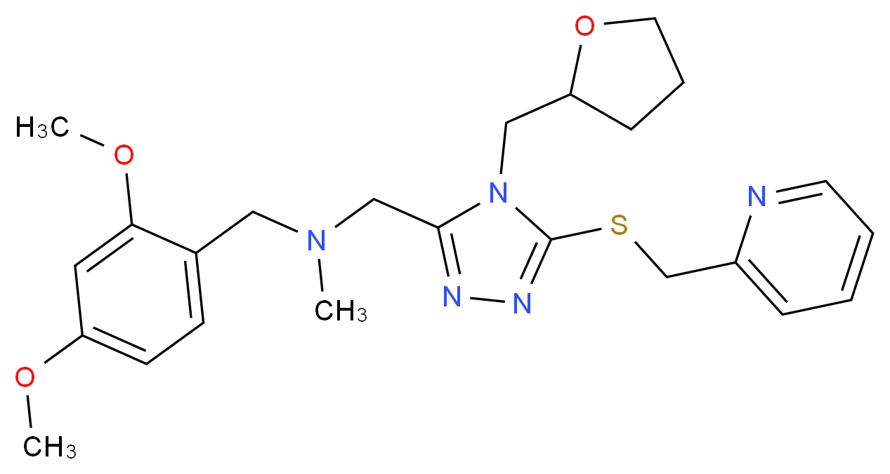 (2,4-dimethoxybenzyl)methyl{[5-[(2-pyridinylmethyl)thio]-4-(tetrahydro-2-furanylmethyl)-4H-1,2,4-triazol-3-yl]methyl}amine_分子结构_CAS_)