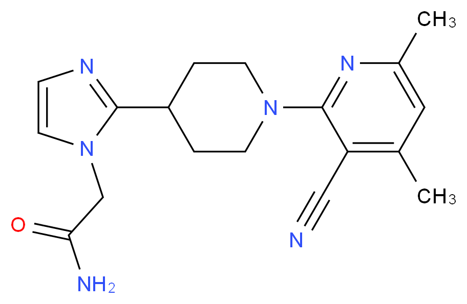 2-{2-[1-(3-cyano-4,6-dimethyl-2-pyridinyl)-4-piperidinyl]-1H-imidazol-1-yl}acetamide_分子结构_CAS_)