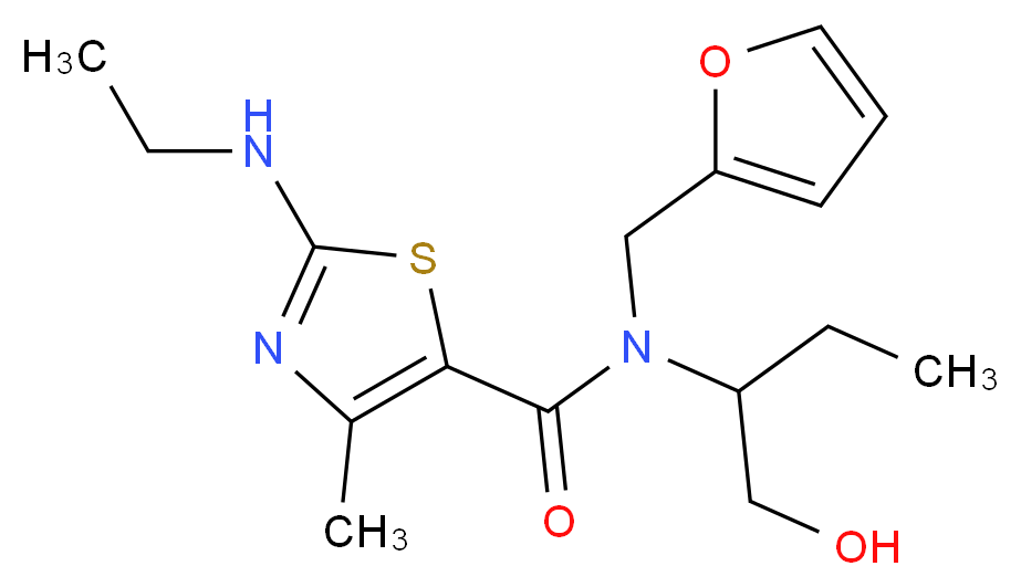2-(ethylamino)-N-(2-furylmethyl)-N-[1-(hydroxymethyl)propyl]-4-methyl-1,3-thiazole-5-carboxamide_分子结构_CAS_)