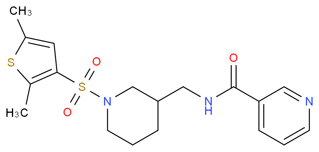 N-({1-[(2,5-dimethyl-3-thienyl)sulfonyl]-3-piperidinyl}methyl)nicotinamide_分子结构_CAS_)