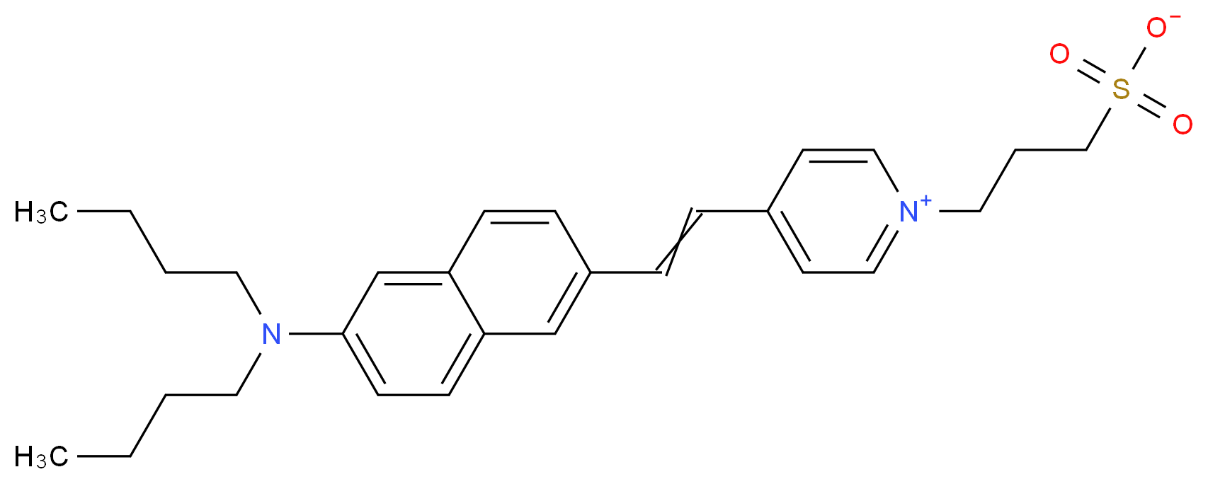 4-{2-[6-(dibutylamino)naphthalen-2-yl]ethenyl}-1-(3-sulfonatopropyl)pyridin-1-ium_分子结构_CAS_90134-00-2