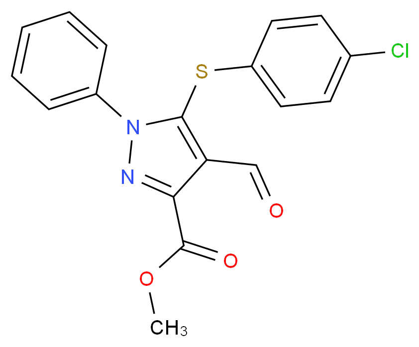 Methyl 5-[(4-chlorophenyl)sulfanyl]-4-formyl-1-phenyl-1H-pyrazole-3-carboxylate_分子结构_CAS_)
