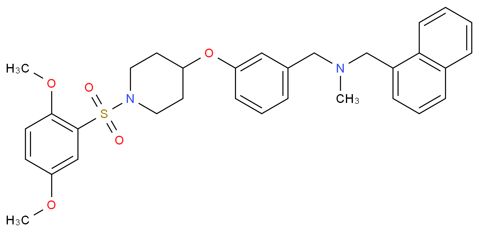 1-[3-({1-[(2,5-dimethoxyphenyl)sulfonyl]-4-piperidinyl}oxy)phenyl]-N-methyl-N-(1-naphthylmethyl)methanamine_分子结构_CAS_)
