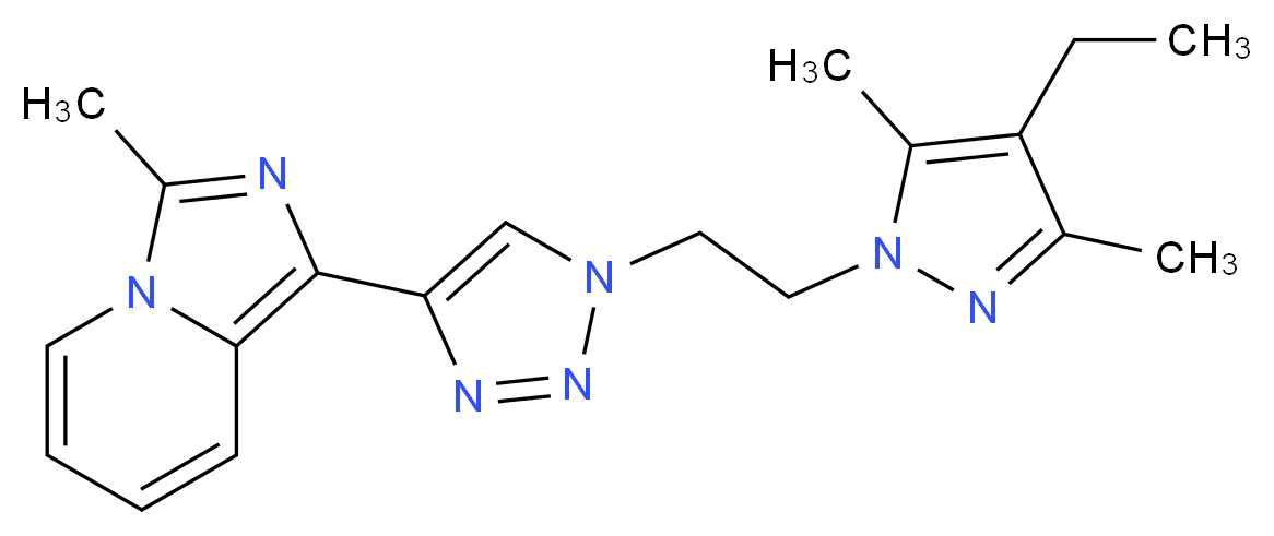 1-{1-[2-(4-ethyl-3,5-dimethyl-1H-pyrazol-1-yl)ethyl]-1H-1,2,3-triazol-4-yl}-3-methylimidazo[1,5-a]pyridine_分子结构_CAS_)