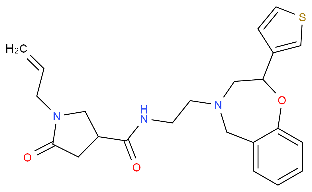 1-allyl-5-oxo-N-{2-[2-(3-thienyl)-2,3-dihydro-1,4-benzoxazepin-4(5H)-yl]ethyl}-3-pyrrolidinecarboxamide_分子结构_CAS_)